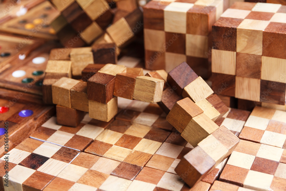 Toy blocks jigsaw cube, puzzle wooden pieces. Toy blocks jigsaw cube, puzzle wooden pieces.