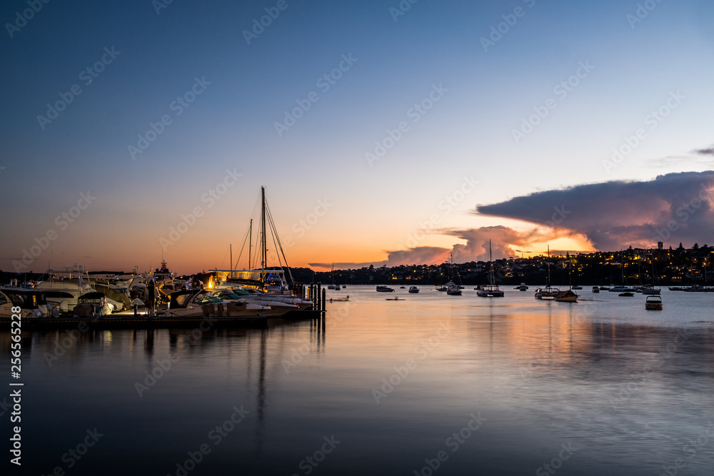 dawn clouds and boats