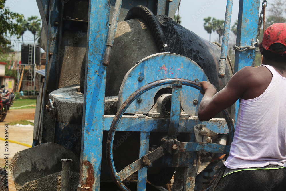mixture machine and operator working mixture machine and operator working