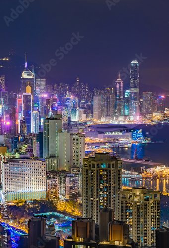 A view of Hong Kong City skyline, captured around sunset from the summit of Braemar Hill. © navintar