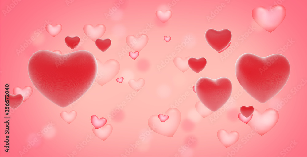 creative background with hearts 3d-illustration