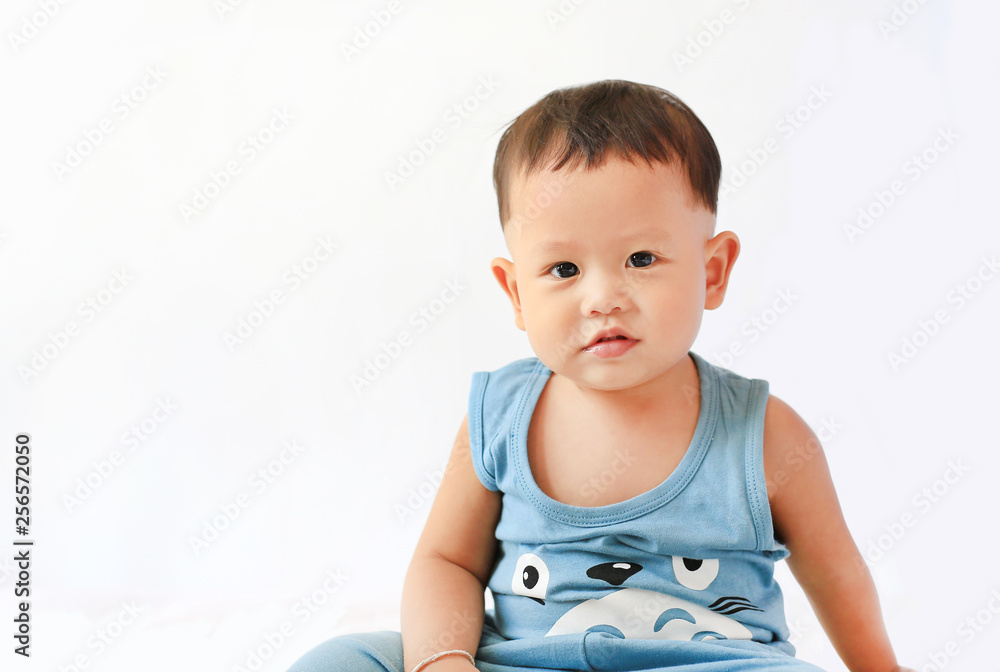 Portrait of little Asian baby boy looking at camera isolated on white background. Portrait of little Asian baby boy looking at camera isolated on white background.