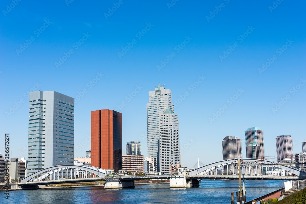 春の隅田川の風景 scenery of Sumida River in spring