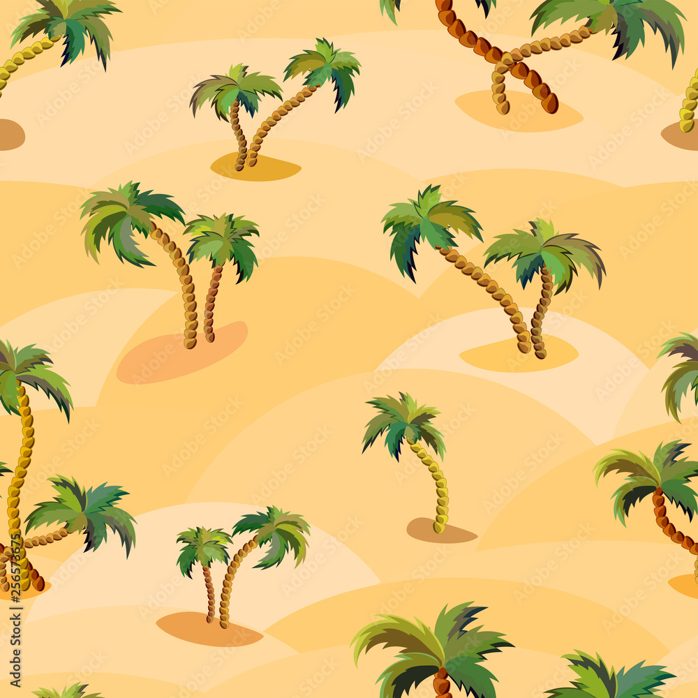 Obraz premium Vector seamless pattern with palm trees. Tropical design for clothing and interior in Hawaiian style