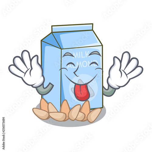 Tongue out almond milk in the cartoon shape