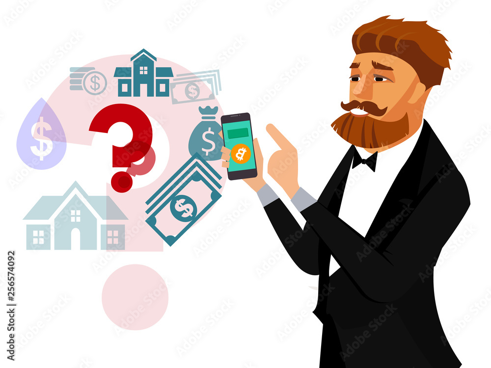 Businessman with Smartphone Flat Illustration Businessman with Smartphone Flat Illustration