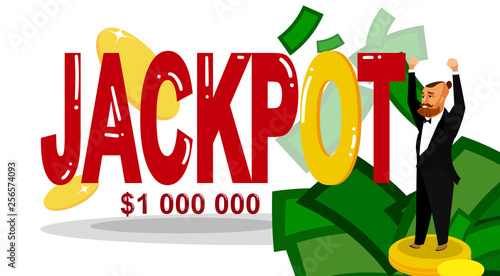 Lucky Man, Lottery Winner Flat Banner Template