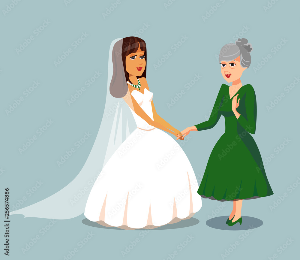 Bride with Elderly Mother Vector Design Element Bride with Elderly Mother Vector Design Element