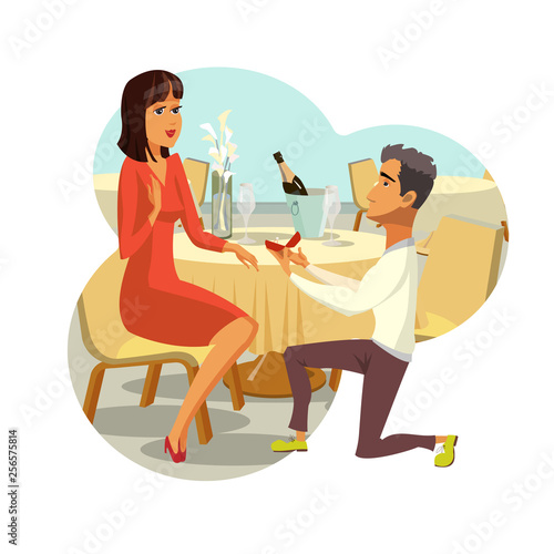 Marriage Proposal, Engagement Vector Drawing