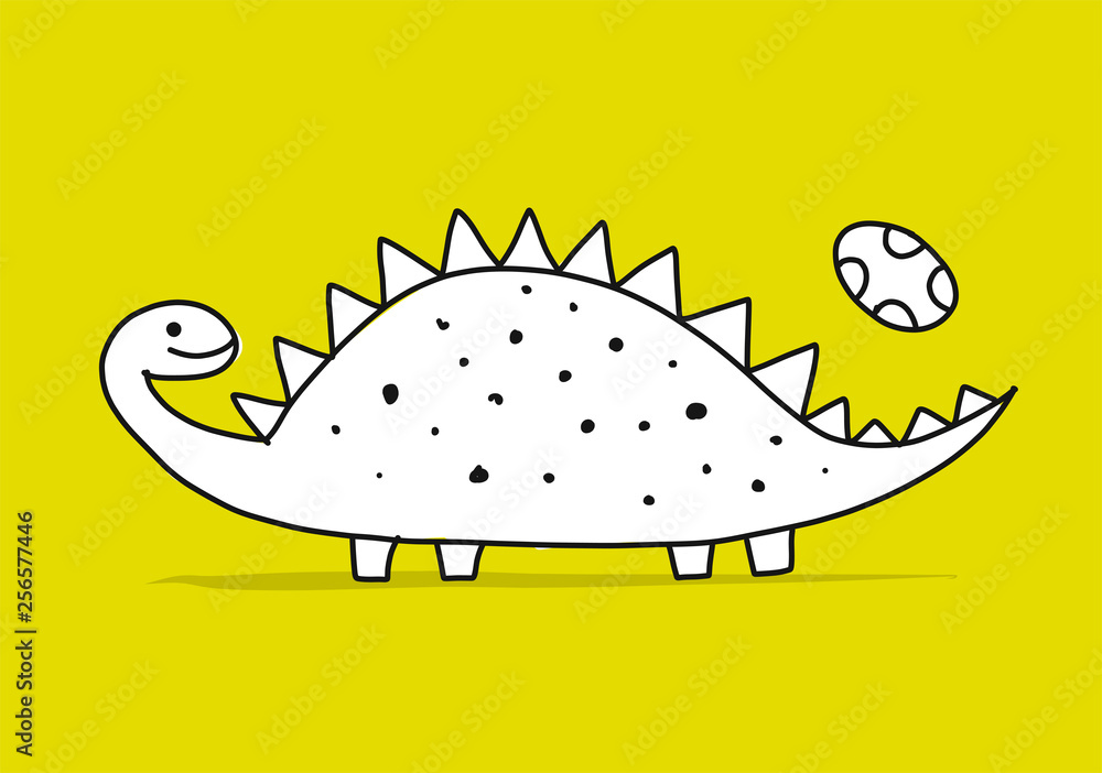 Funny dinosaur, childish style. Sketch for your design Funny dinosaur, childish style. Sketch for your design