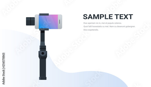 3-axis new generation stabilizer for smartphone device mobile gimbal and smart phone copy space flat horizontal isolated