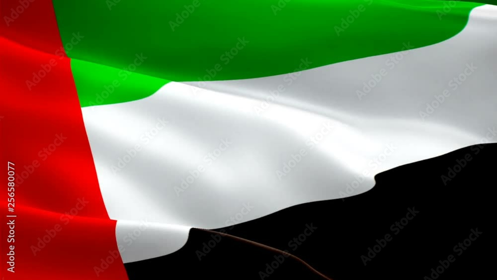 UAE flag Closeup 1080p Full HD 1920X1080 footage video waving in wind