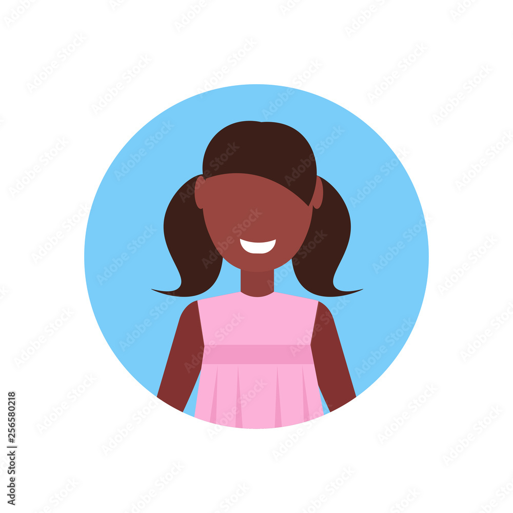 little girl happy african american child face avatar female cartoon character portrait flat isolated little girl happy african american child face avatar female cartoon character portrait flat isolated
