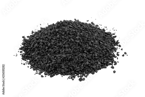 Black (gray) fine rubble isolated on white background