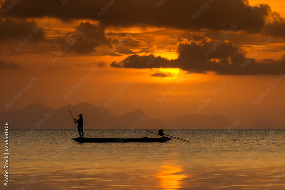 Minimal silhouette fisherman