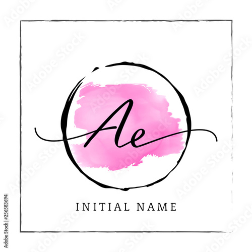 AE initial logo vector, feminin script font , modern and elegants design photo