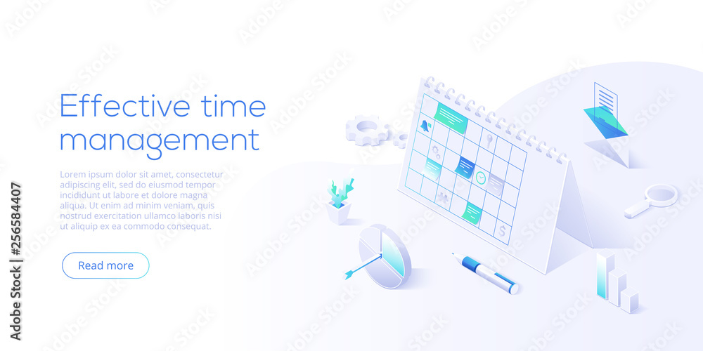 Effective time management isometric vector illustration. Task ...