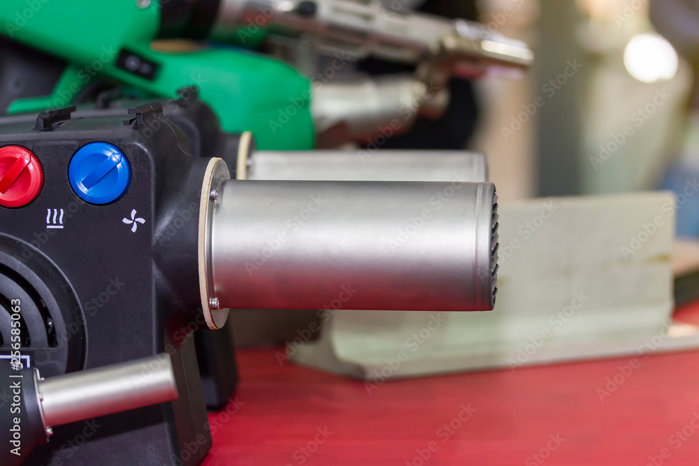 Fototapeta premium close up extruder plastic welding machine for industrial repair and maintenance