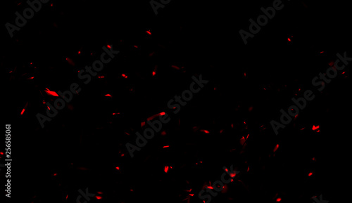 Red particles sparkle spray debris. Overlays texture . Design element.