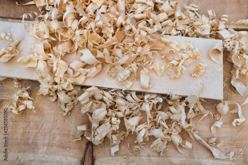 shavings close-up on the table