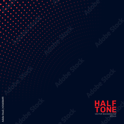 Abstract red neon color halftone pattern on dark background. Dotted texture template style.