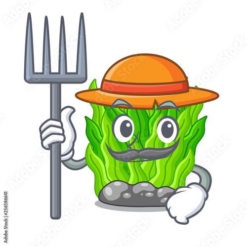 Farmer green seaweed in the cartoon shape