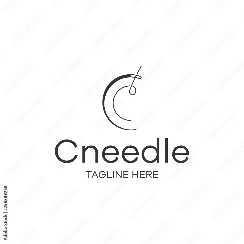 Fototapeta premium Letter C logo icon design template element shaped needle