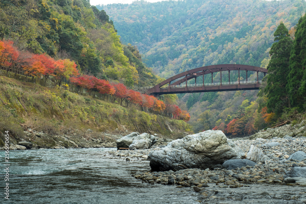 Hozugawa river boat ride route in Japan autumn season Hozugawa river boat ride route in Japan autumn season