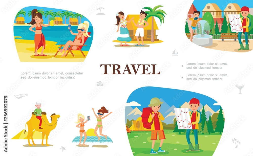 Flat Summer Travel Concept Flat Summer Travel Concept