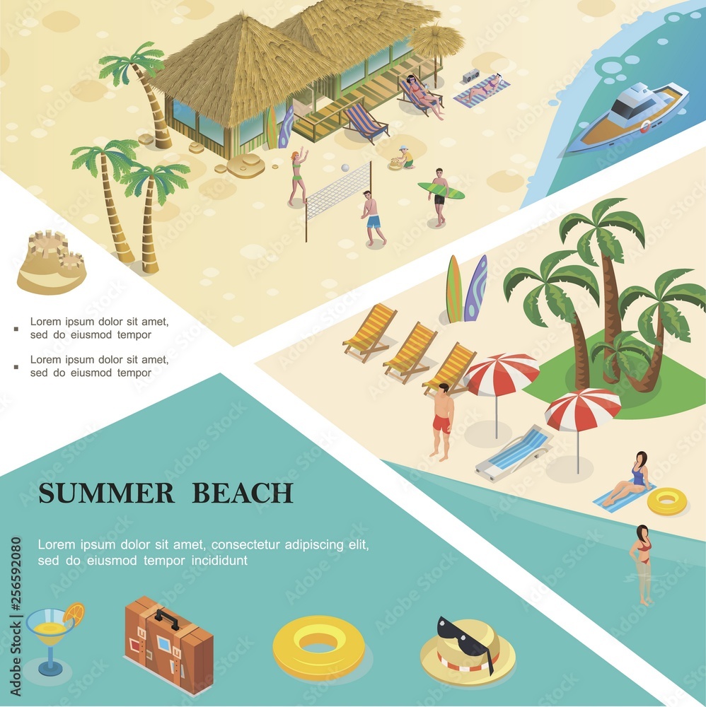 Isometric Summer Vacation Colorful Template