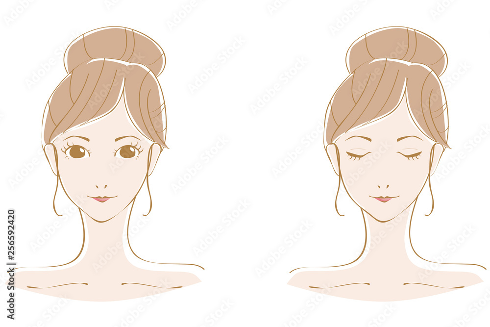 美容 女性 目を開ける、つむる 美容 女性 目を開ける、つむる