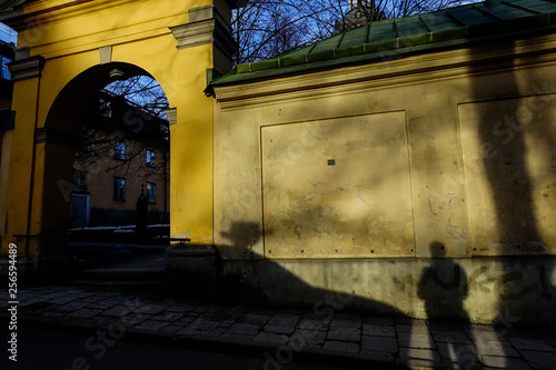 STOCKHOLM, SWEDEN Dramatic spring light on Södermalm. Katarina kyrkogata photo