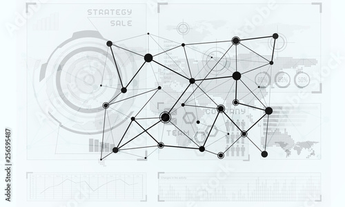 Lines and dots as networking idea drawn on white background