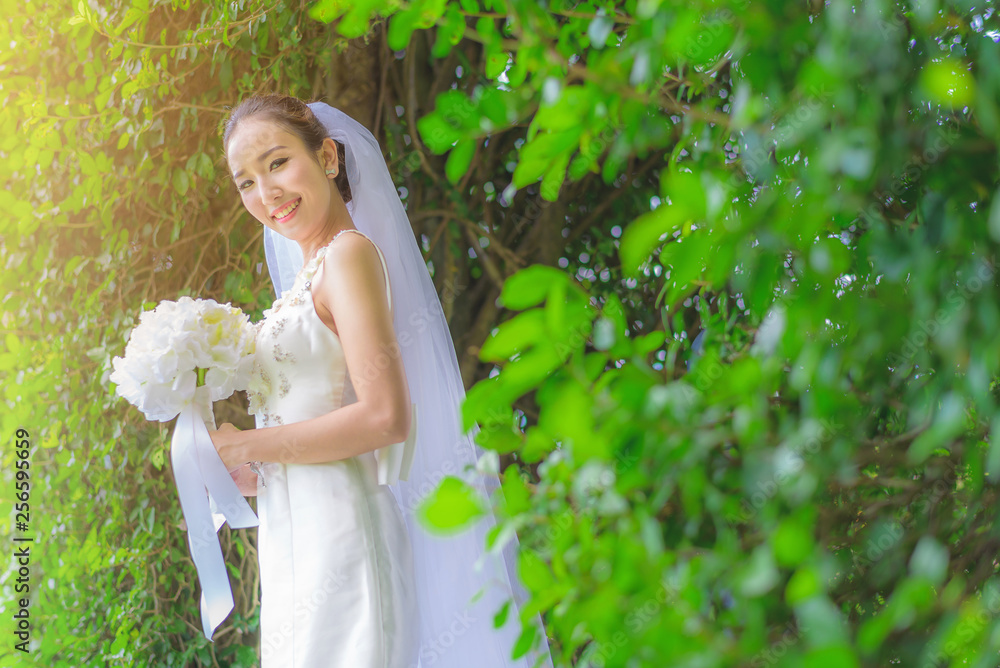 Wedding concept. Beautiful bride with bouquet Wedding concept. Beautiful bride with bouquet