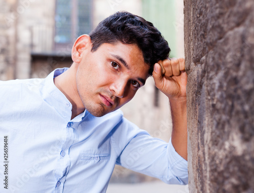 portrait of man in European city photo