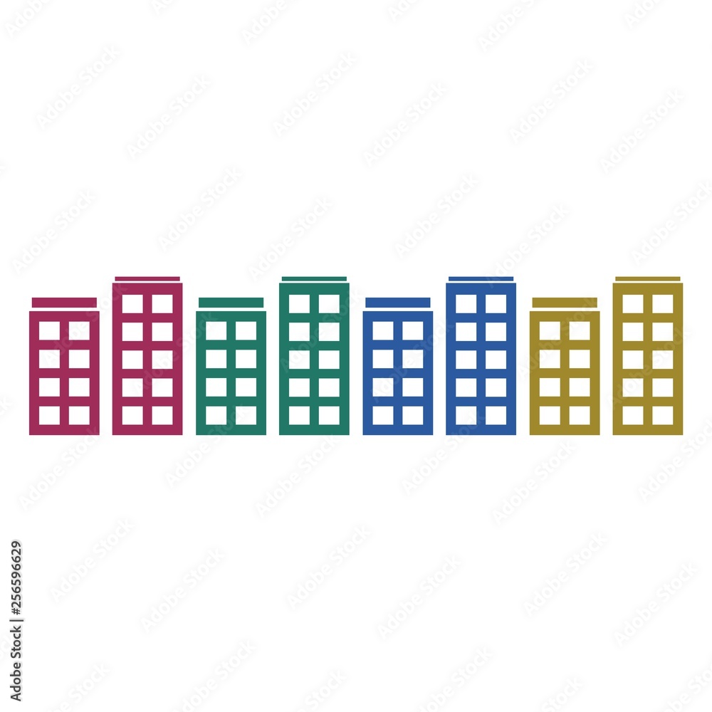 Colored buildings, Flat style 