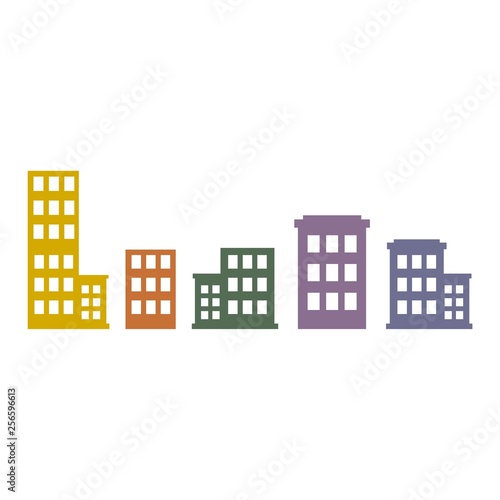 Colored buildings, Flat style 