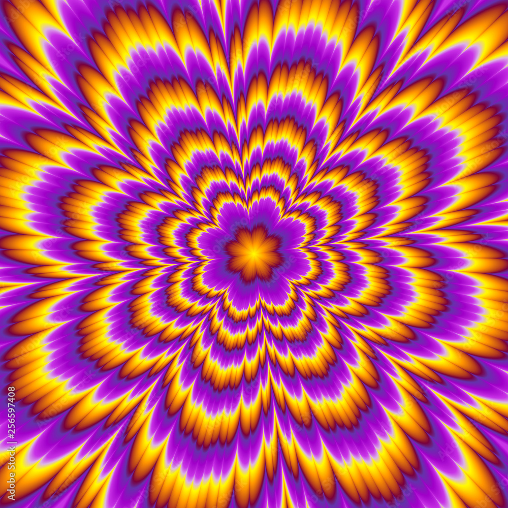 Pulsing fiery flower. Optical expansion illusion. Pulsing fiery flower. Optical expansion illusion.