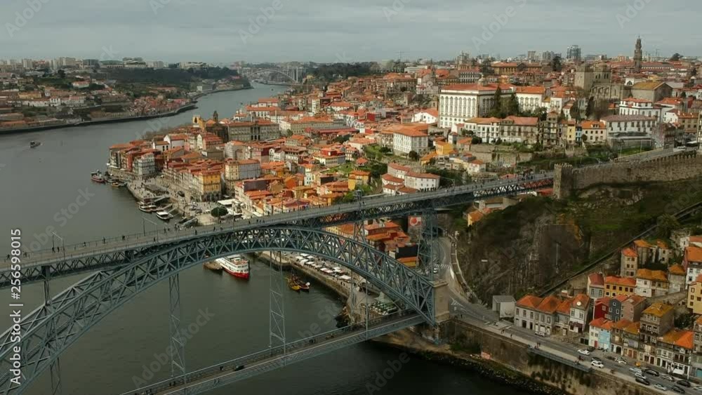 Aerial view of the Dom Luis Bridge, Porto, Portugal Aerial view of the Dom Luis Bridge, Porto, Portugal
