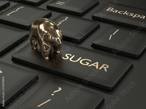 3d render of keyboard with sugar button and bear
