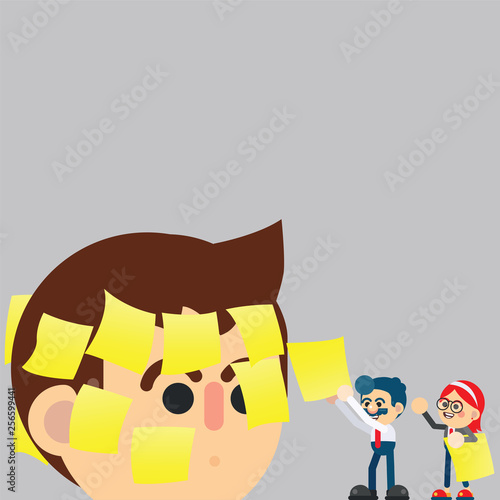 businessman with sticky notes