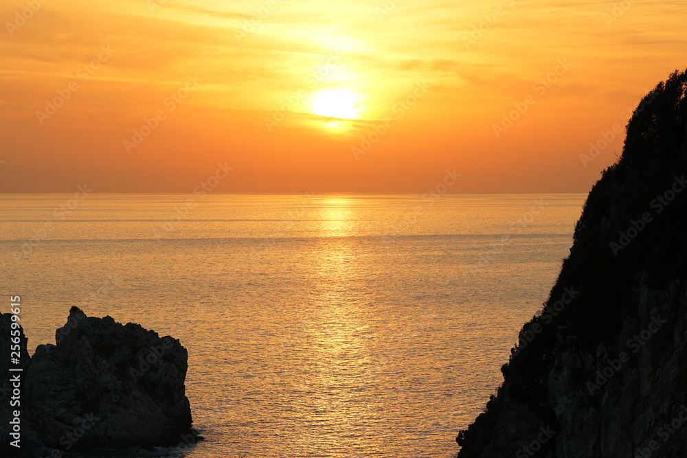 sunset as seen from the monastery of the Virgin Mary in Paleokastritsa sunset as seen from the monastery of the Virgin Mary in Paleokastritsa