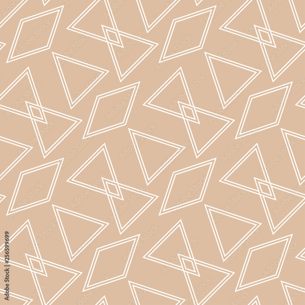 Geometric seamless design. White triangle pattern on beige background Geometric seamless design. White triangle pattern on beige background
