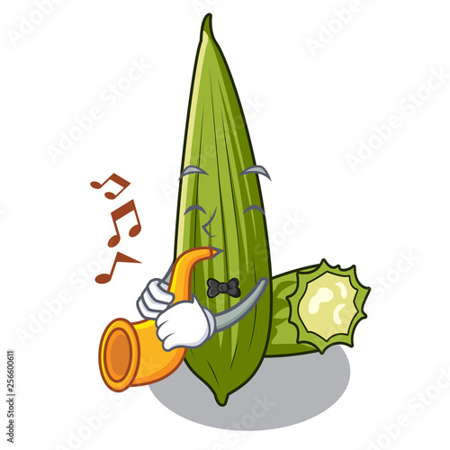 With trumpet luffa in the a cartoon shape