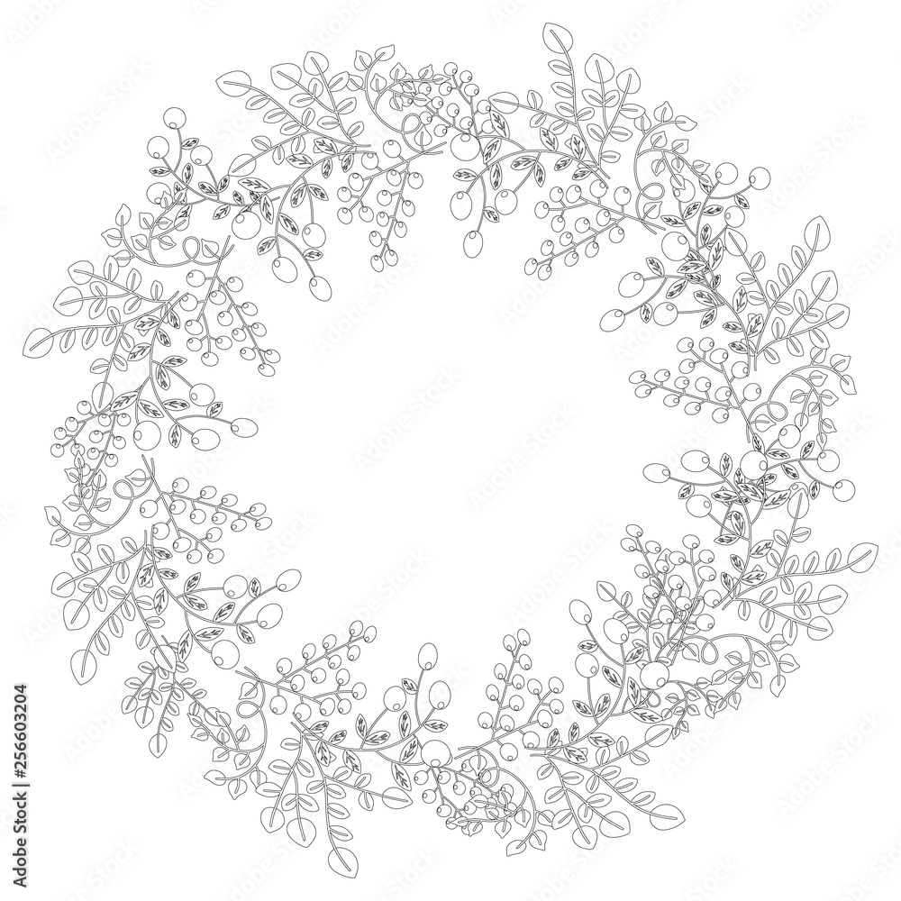 Frame in the Scandinavian style of plants and flowers Frame in the Scandinavian style of plants and flowers