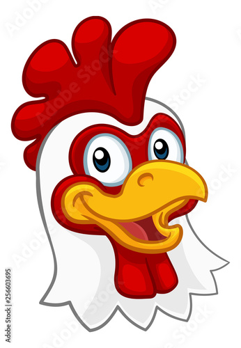 A chicken cartoon rooster cockerel character mascot