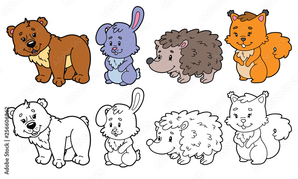 Obraz premium Vector illustration coloring page of cartoon character for children education, coloring and scrap book