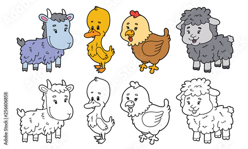 Vector illustration coloring page of cartoon character for children education, coloring and scrap book