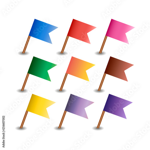 colorful flag set, pin icon