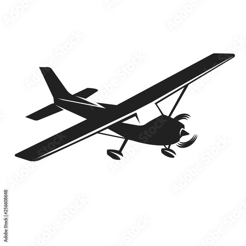 Small plane vector illustration. Single engine propelled aircraft.